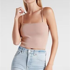Express Cropped Square Neck Sweater Cami Mauve L NWT